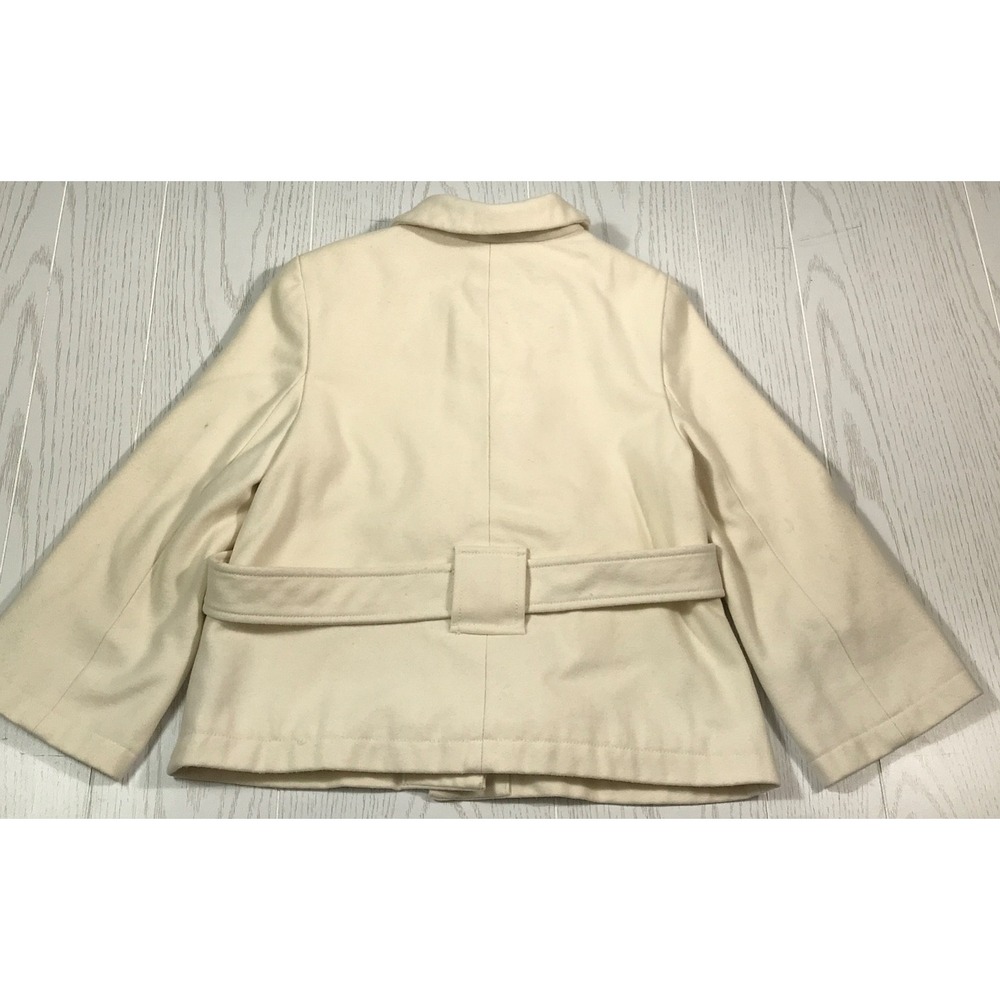 Old Navy Belted Peacoat Women S Ivory Wool Blend Button Up Lined Short Winter